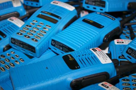 A bunch of radio devices used for safe communication in hazardous ATEX environments